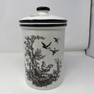 Aux Au Provence French County Black & White Rooster Large Canister